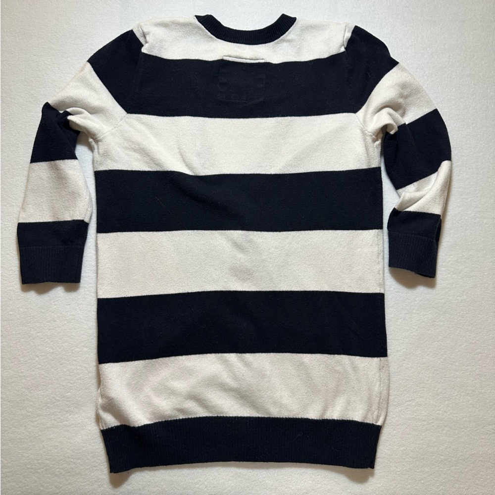 Y2K Hollister Navy White Stripe Cardigan V-Neck Women’s Medium Vintage - Picture 5 of 7